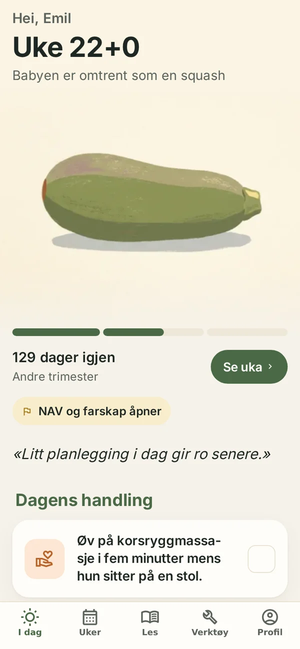 Skjermbilde av I dag i Reiret