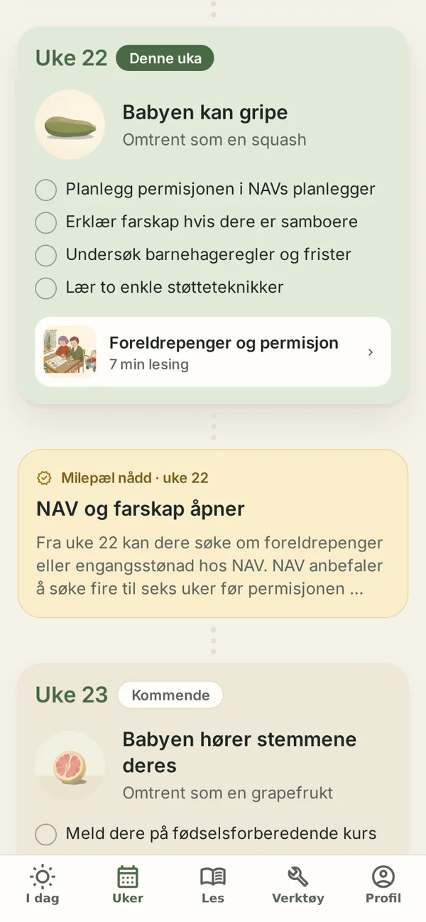 Skjermbilde av Uker i Reiret